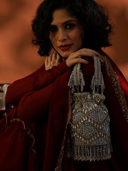 Lustre Luxe Handcrafted Embellished Potli Bag with Intricate Beadwork