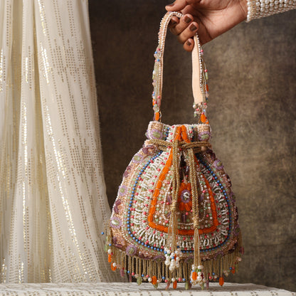 Gulbahar Handcrafted Embellished Potli Bag with Intricate Bead & Sequin Detailing