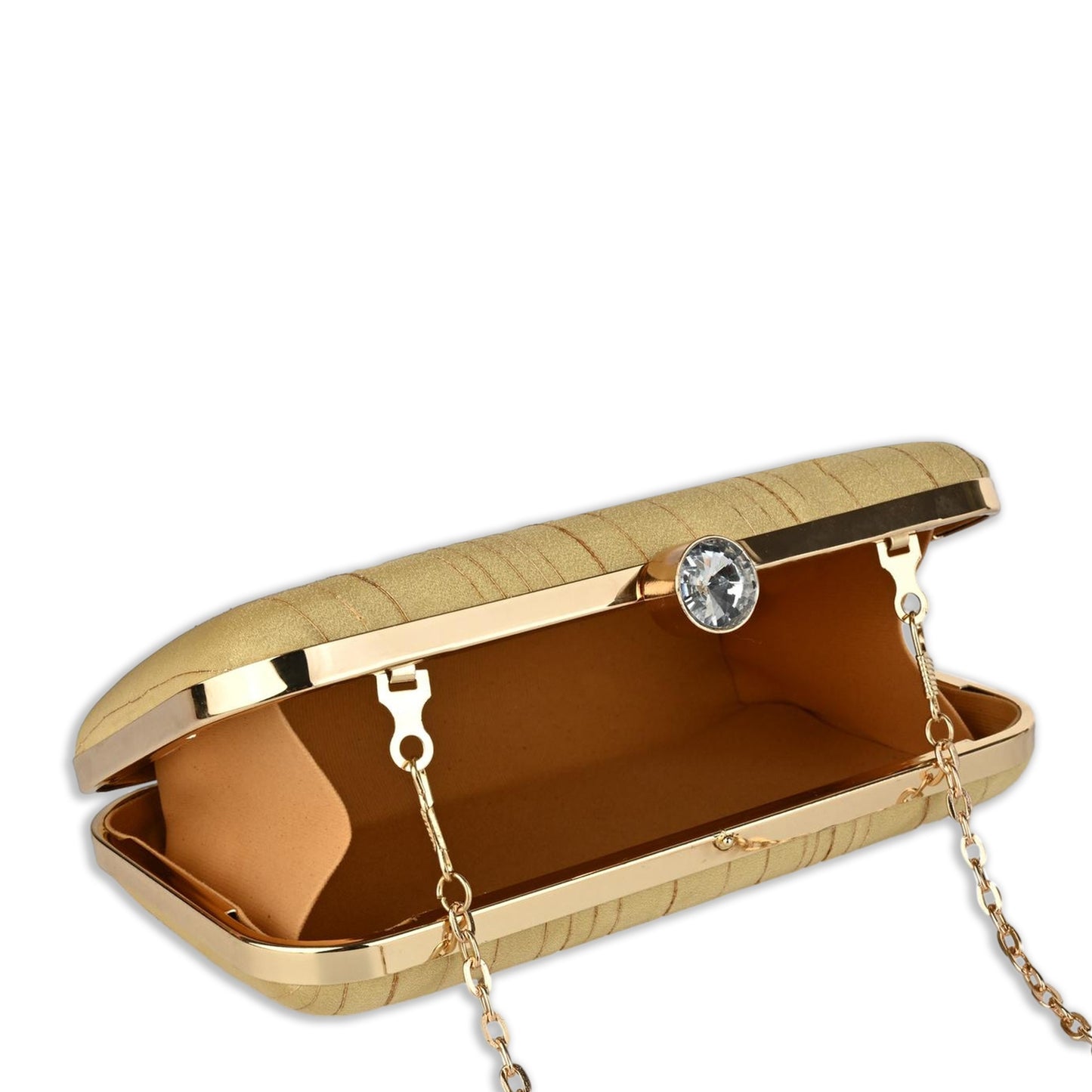 Eterna Chic Elegant Striped Box Clutch with Detachable Chain Strap