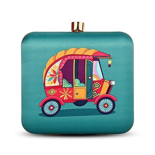 Desi Ride Clutch for Women – Indian Auto Rickshaw Print Sling Bag | Funky Ethnic Handbag for Parties, Gifting & Festive Looks