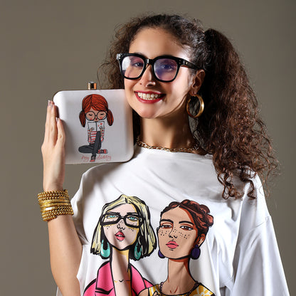 Nerd Babe – Quirky White Clutch for Cute & Sassy Vibes