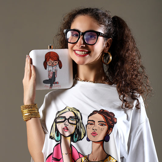Nerd Babe – Quirky White Clutch for Cute & Sassy Vibes