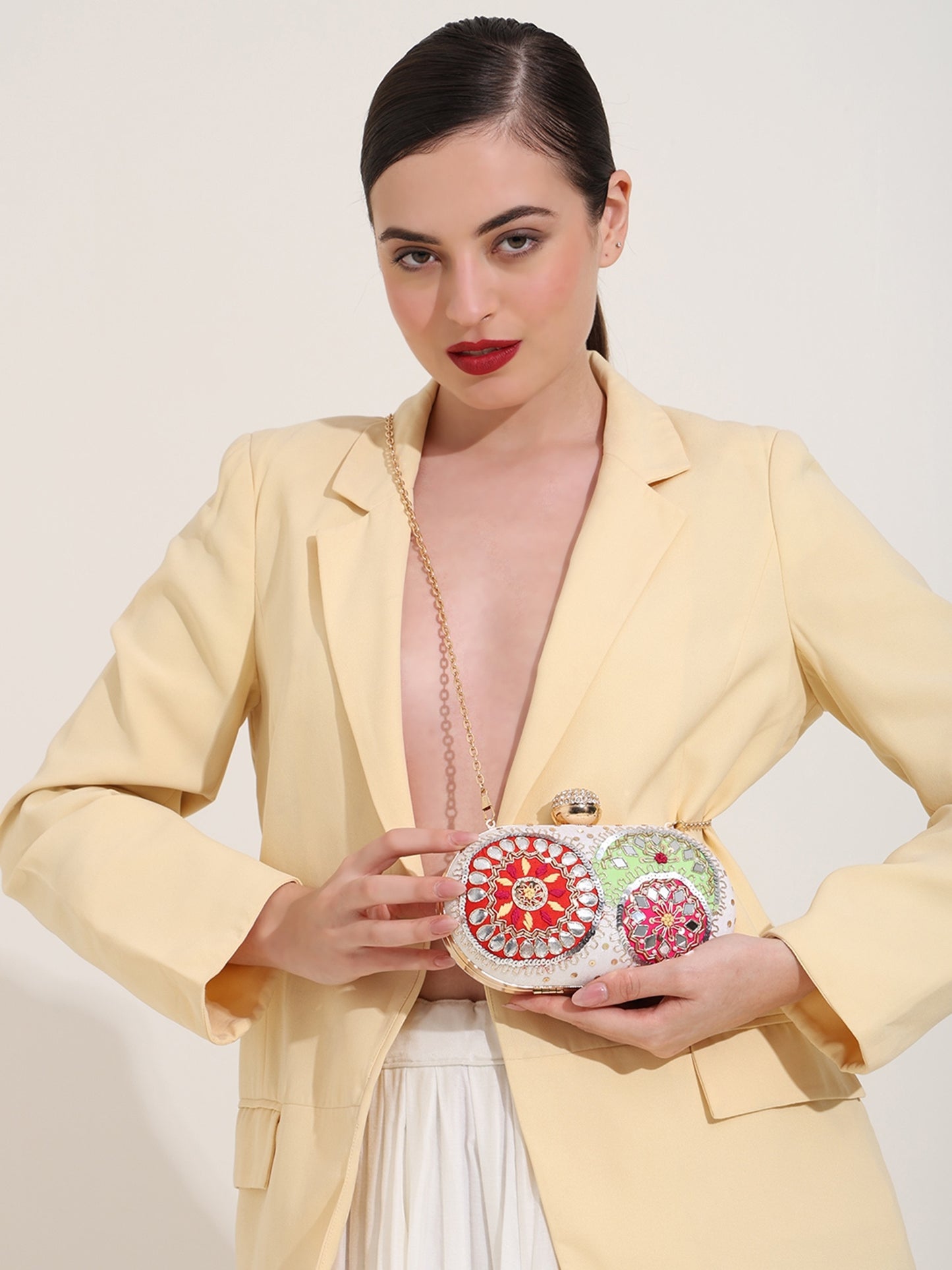 Mirage Bloom Women's Handcrafted Embroidered Clutch Purse