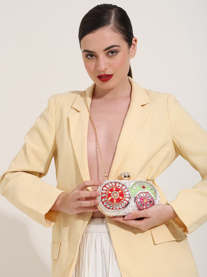 Mirage Bloom Women's Handcrafted Embroidered Clutch Purse