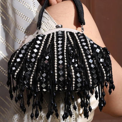 Sheesha – Handcrafted Batua Bag with Mirror Work & Beaded Tassels