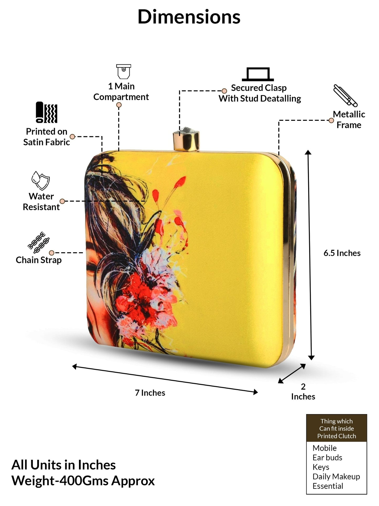 Zehar Laughter – Vibrant Yellow Clutch with Artistic Joy