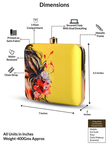 Zehar Laughter – Vibrant Yellow Clutch with Artistic Joy