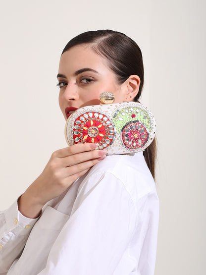 Mirage Bloom Women's Handcrafted Embroidered Clutch Purse