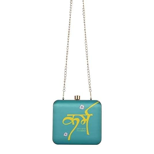 Karma Mirror Quote Clutch Bag – Bold Statement Purse with Detachable Chain for Women