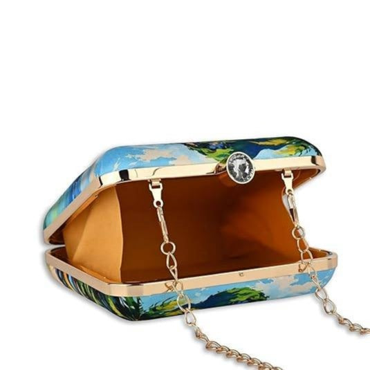 Tropical Beach Clutch Bag – Island Paradise Print Sling for Women | Coastal Vacation-Inspired Designer Handbag