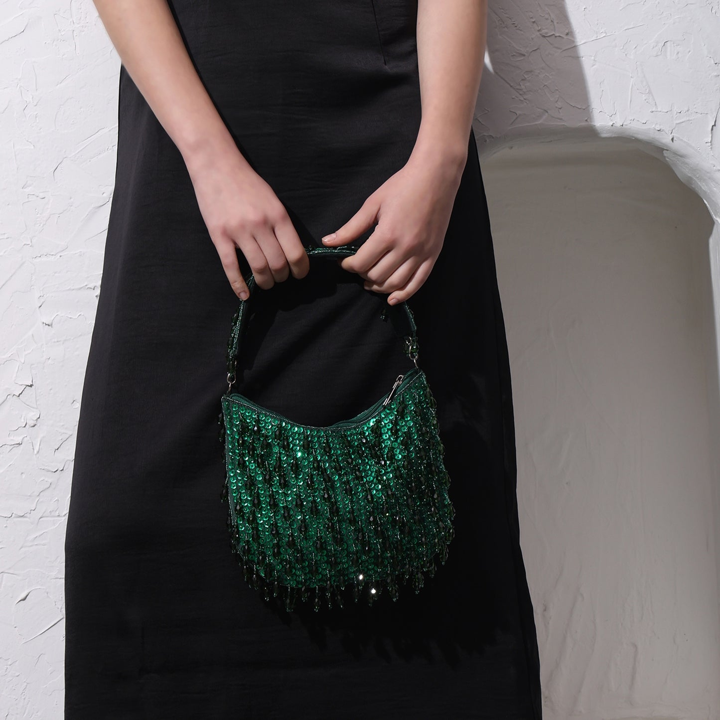Forest Spark Sequin Zipper Clutch Bag– Handcrafted Sequin Sling